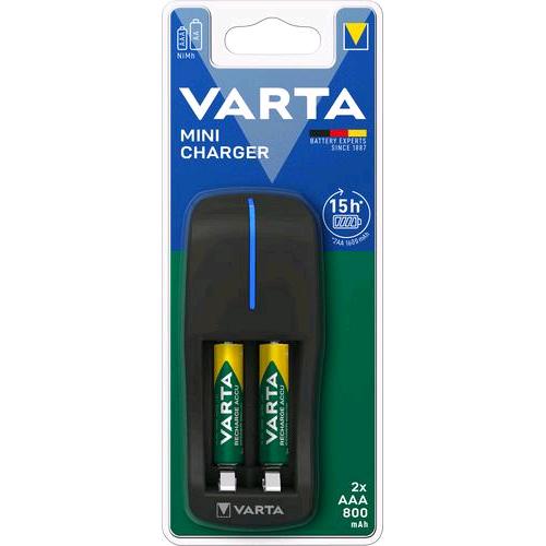 VARTA CARICABATTERIE MINI CHARGER +2 BATTERIE AAA 800mAh