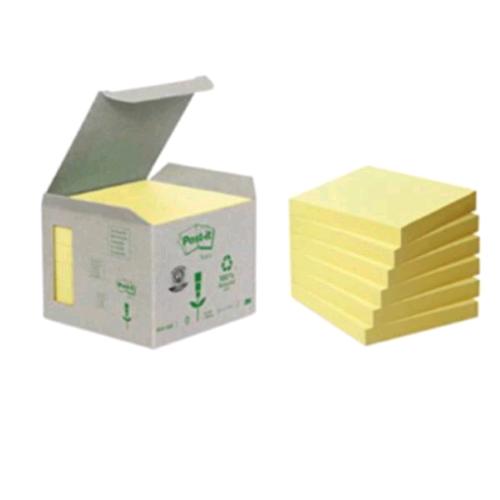 3M POST-IT RICICL BLOCCHETTO 100 FOGLI 76X76 mm GIALLO CONF 6 Pz.