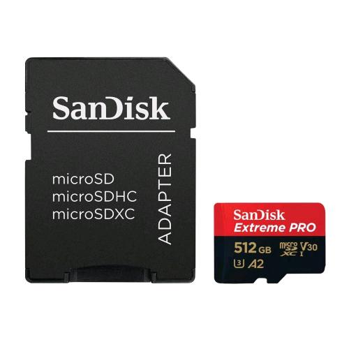 SANDISK EXTREME PRO MEMORY CARD MICRO SDXC 512GB A2 V30 UHS-I U3 CLASSE10 CON AD