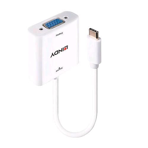 LINDY 43355 CAVO ADATTATORE DA USB-C MASCHIO A VGA (D-Sub) FEMMINA BIANCO