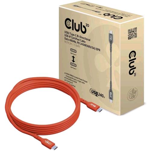 CLUB 3D CAC-1513 USB2 TYPE-C Bi-DIRECTIONAL USB-IF CERTIFIED CABLE DATA 480Mb, P