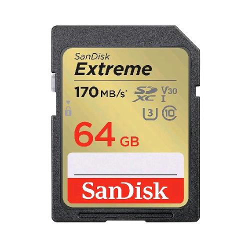 SANDISK MEMORY CARD EXTREME DA 64GB + RESCUEPRO DELUXE FINO A 170 MB/s UHS-I CLA