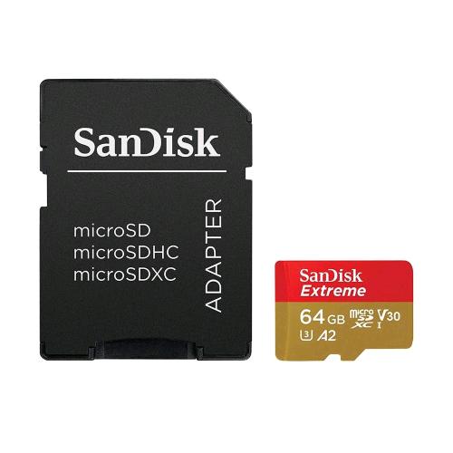 SANDISK EXTREME MEMORY CARD MICRO SDXC 64GB A2 U3 V30 CALSSE 10 CON ADATTATORE S