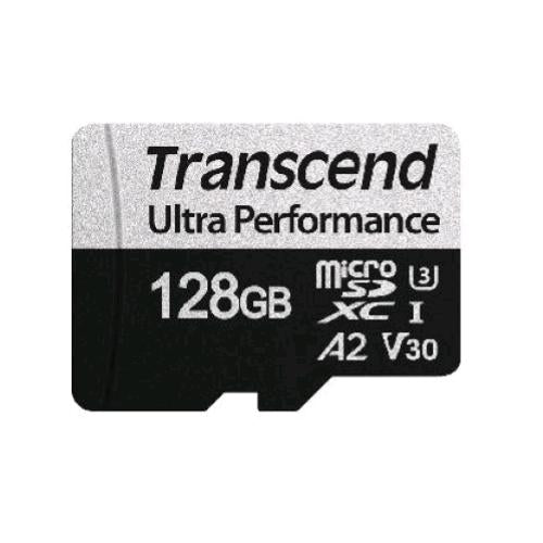 TRANSCEND MEMORY CARD 128GB microSD w/ adapter UHS-I U3 A2 ULTRA PERFORMANCE
