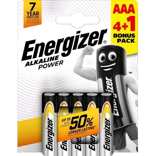 ENERGIZER ALKALINE POWER BATTERIE MINI STILO AAA BONUS PACK 4 +1 OMAGGIO CONF 5