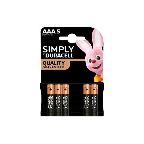 DURACELL SIMPLY BATTERIE MINI STILO AAA LR03 5 Pz.
