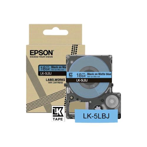 EPSON LABELWORKS LK-5LBJ MATTE TAPE ROTOLO NERO SU BLU OPACO 18mm x 8 MT
