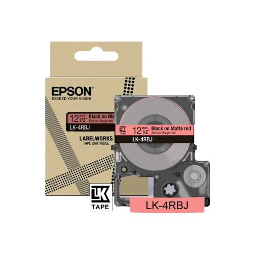 EPSON LABELWORKS LK-4RBJ MATTE TAPE ROTOLO NERO SU ROSSO OPACO 12mm x 8 MT PERL