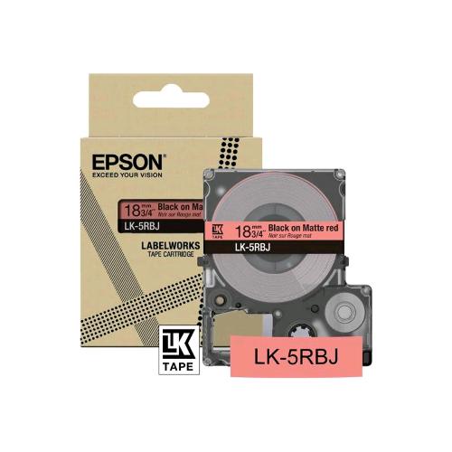 EPSON LABELWORKS LK-5RBJ MATTE TAPE ROTOLO NERO SU ROSSO OPACO 18mm x 8 MT PERL