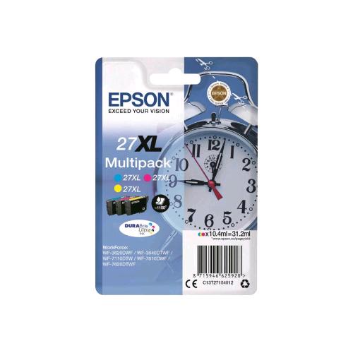 EPSON 27XL MULTIPACK CONFEZIONE 3 CARTUCCE GIALLO CIANO MEGANTA 31.2 ML PER WF-3
