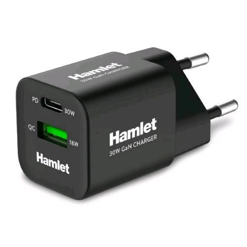HAMLET XPDC-G3018Q ALIMENTATORE GAN 1 x USB-C POWER DELIVERY 3.0 30 W + 1 x USB-