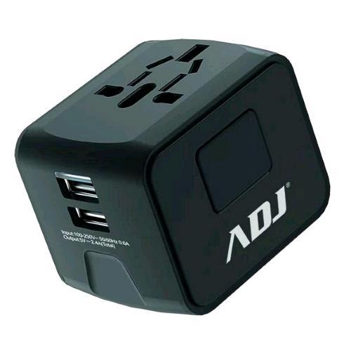 ADJ ADATTATORE UNIVERSALE DA VIAGGIO PER US/EU/AUS/UK 2.000 W + 2 PORTE USB-A 5V