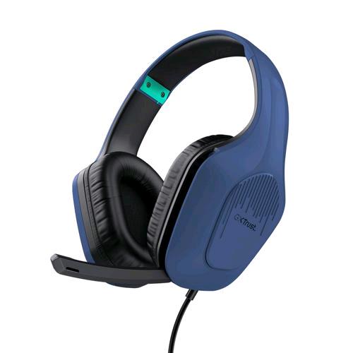 TRUST GXT415B ZIROX CUFFIA GAMING CON MICROFONO CAVO 2MT JACK 3.5MM BLU/NERO
