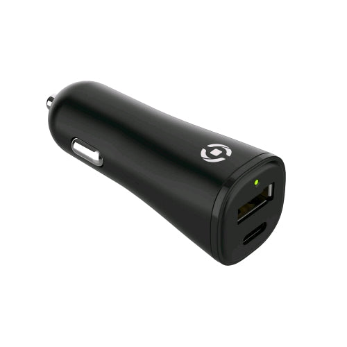 CELLY GRS CAR CHARGER CARICABATTERIE DA AUTO 2 USCITE USB-C 20 W USB-A 12W NERO