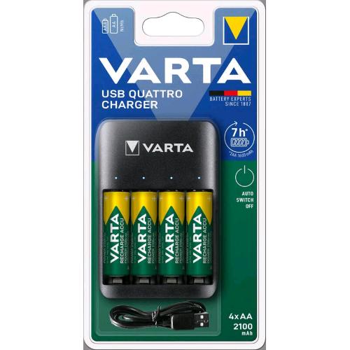 VARTA USB QUATTRO CHARGER CARICABATTERIE PER BATTERIE RICARICABILI + 4 BATTERIE