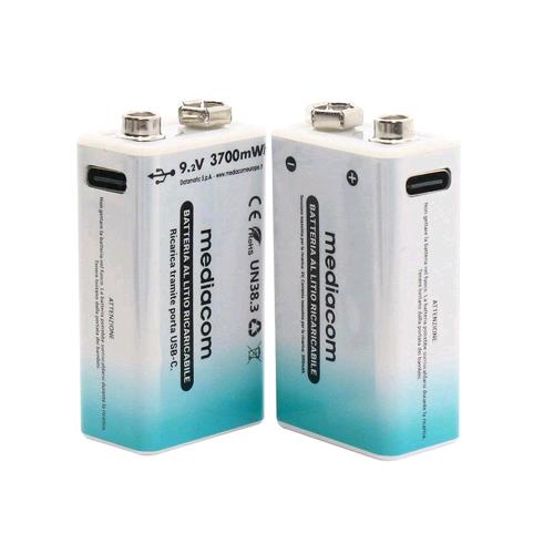MEDIACOM MD-PB104 BATTERIA RICARICABILE 9 V 400mAh RICARICA ATTRAVERSO PORTA USB