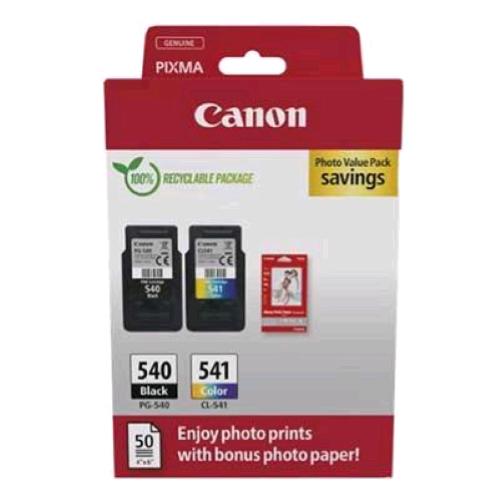 CANON PG-540/CL541 VALUE PACK 2 PZ NERO + COLORE CIANO MAGENTA GIALLO + FOGLI CA