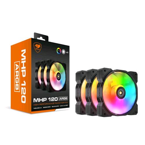 COUGAR MHP 120 ARGB VENTOLA 120 x 120 x 25mm 600-2000rpm CONF 3Pz. NERA