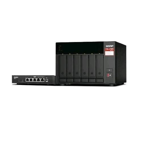 QNAP BUNDLE TS-673A-8G NAS TOWER 6 BAY 2.5, 3.5, M.2 AMD RYZEN V1500B RAM 8GB 10