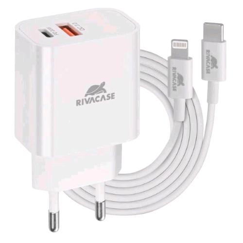 RIVACASE CARICABATTERIE DA RETE PD 20 W 2 USCITE 1 x USB-A 1 x USB-C + CAVO DA U