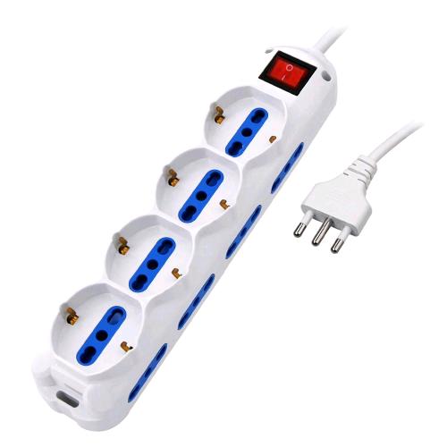 ATLANTIS P011-SL2514-W MULTIPRESA 12 POSTI - 4 SHUCKO-BIPASSO ITA/EU 10/16A + 8