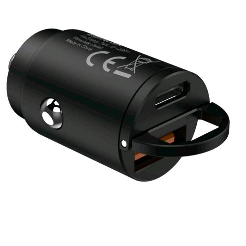 CELLY MINI CARICABATTERIE DA AUTO USB-A + USB CAR CHARGER POWER DELIVERY 30 W NE