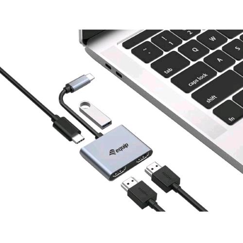 EQUIP ADATTATORE 4 IN 1 MST INGRESSO USB-C USCITE 2 x HDMI FEMMINA 4K/30Hz - 1 U