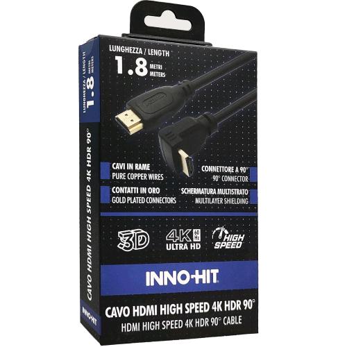 INNO HIT CAVO HDMI 4K HDR HIGH SPEED MASCHIO-MASCHIO 1 CONNETTORE ANGOLATO A 90