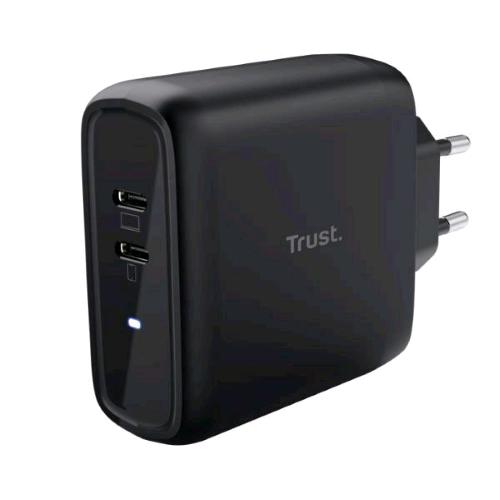 TRUST MAXO CARICABATTERIE DA RETE 65W 2 PORTE USB-C NERO