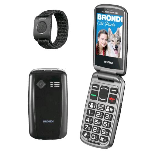 BRONDI AMICO SICURO PLUS 2.8" EASY PHONE CLAMSHELL + BRACCIALETTO SOS BLACK META