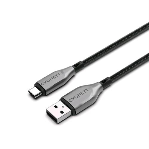 CYGNETT CAVO INTRECCIATO ADATTATORE DA USB-C AD USB-A MASCHIO-MASCHIO 1 MT NERO