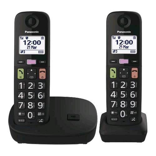 PANASONIC KX-TGU112EXB DUO TELEFONO CORDLESS DECT SENIOR TASTI GRANDI VIVAVOCE +
