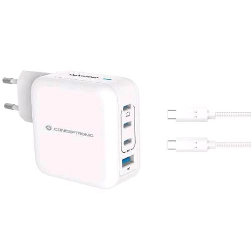 CONCEPTRONIC ALTHEA18W CARICABATTERIE PD USB GaN 100W 4 PORTE (3 x USB-C, 1 x US