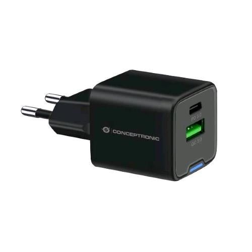 CONCEPTRONIC ALTHEA15B CARICABATTERIE DA RETE GaN PD 20 W 2 PORTE 1x USB-C, 1x U