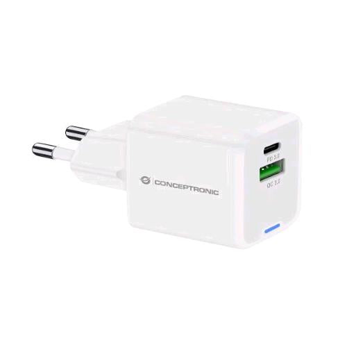 CONCEPTRONIC ALTHEA15W CARICABATTERIE DA RETE GaN PD 20 W 2 PORTE 1x USB-C, 1x U