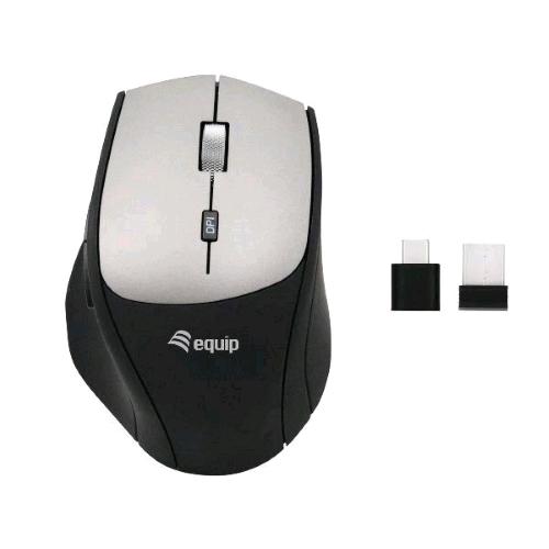 EQUIP MOUSE ERGONOMICO WIRELESS 6 TASTI 2400dpi REGOLABILI CON ADATTATORE DOPPIA