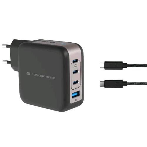 CONCEPTRONIC ALTHEA18B CARICABATTERIE DA RETE GaN PD 100 W 4 PORTE 3 x USB-C - 1