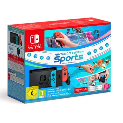 NINTENDO SWITCH CONSOLE NEON BLUE/NEON RED + SWITCH SPORT + FASCIA + 12 MESI NSO