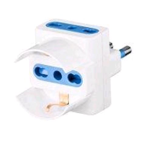 IGLOO ADATTATORE PRESA TRIPLA 10/16a 1 SHUCKO 2 SPINTA ITA BIPASSO BIANCO