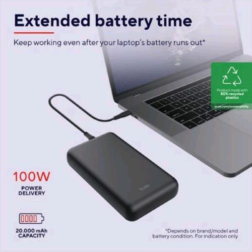 TRUST LARO POWERBANK PER RICARICA NOTEBOOK 20.000mAh POWER DELIVERY 100 W USB-A