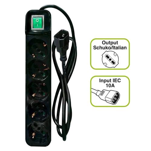TECNOWARE FMP5IECIG MULTIPRESA PER UPS SPINA IEC/VDE CON 5P SCHUKO/ITA BIPASSO +