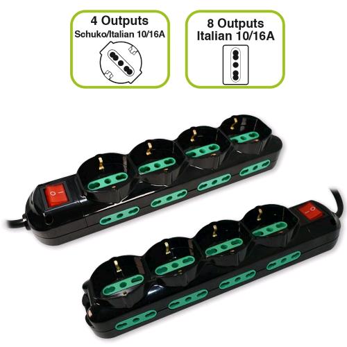 TECNOWARE FMP12IIG MULTIPRESA 12 POSTI - 4 PRESE SCHUKO/ITA + 8 PRESE BIPASSO IT