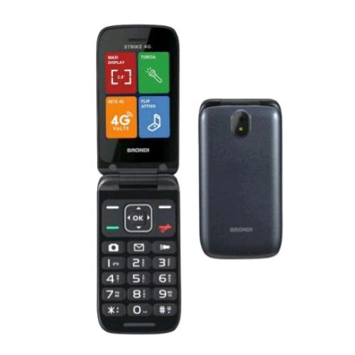 BRONDI STRIKE 4G DUAL SIM 2.8" CLAMSHELL FLIP ATTIVO 3 TASTI CHIAMATA RAPIDA 4G