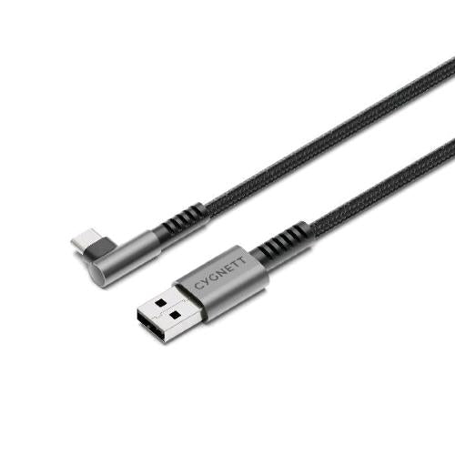 CYGNETT CAVO ANGOLATO INTRECCIATO DA USB-A A USB-C ANGOLO RETTO MASCHIO-MASCHIO