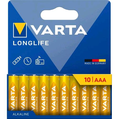 VARTA LONGLIFE BATTERIE MINI STILO AAA 1.5 V CONF 10 Pz.