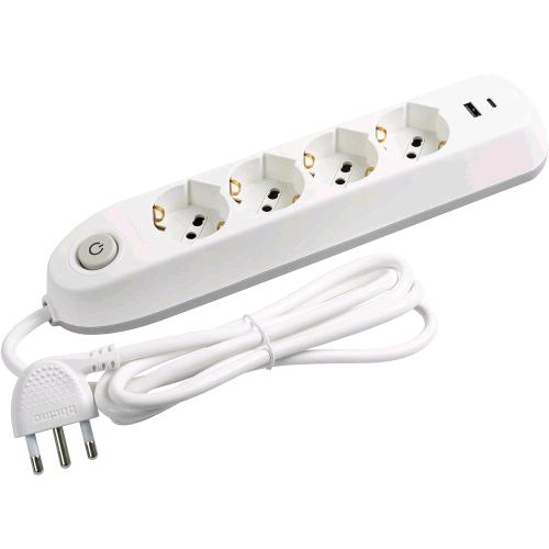 BTICINO CIABATTA MULTIPRESA ELETTRICA 4 SCHUKO/BIPASSO 10/16A + 2 USB-A-C CON IN