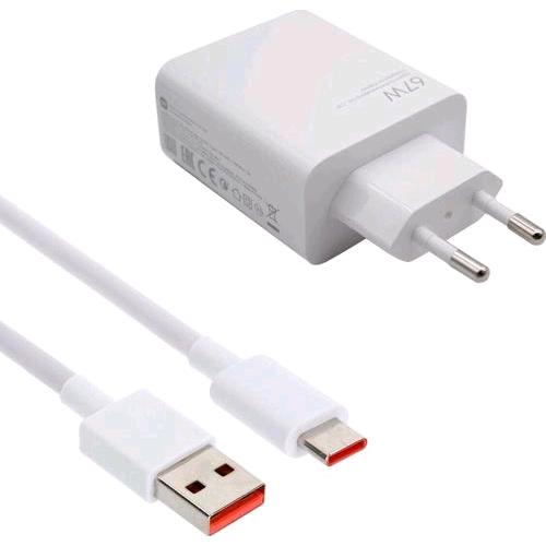 XIAOMI HYPER CHARGER COMBO CARICABATTERIE DA RETE 67 W USB-A CAVO USB-A USB-C BI