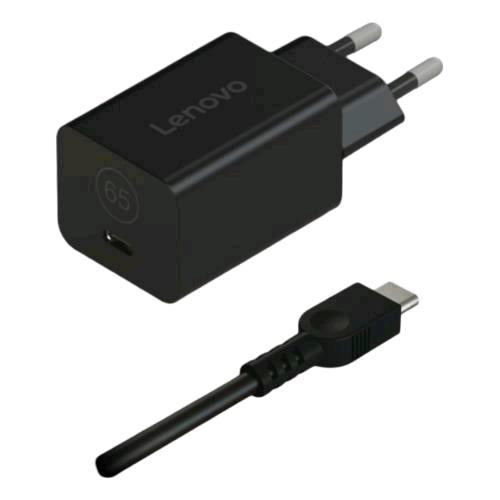 LENOVO 40AWGN65EU CARICABATTERIE DA RETE GaN NANO 65W USB-C CAVO 1.8 MT NERO