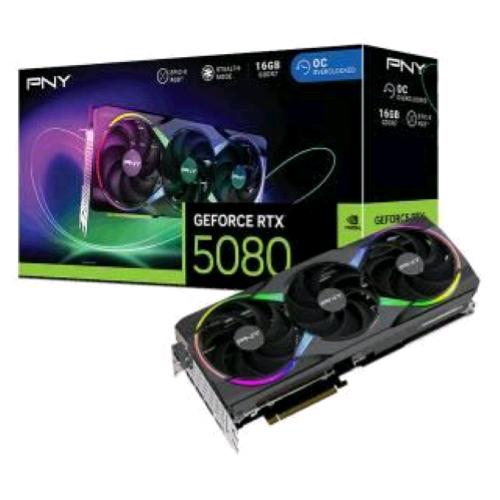 PNY NVIDA GEFORCE RTX 5080 ARGB 16GB GDDR7 DLSS4 PCI Express x16 5.0 Overclocked