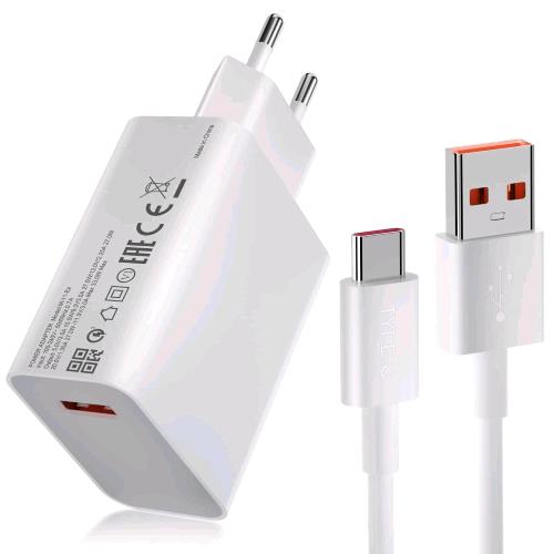 XIAOMI CARICABATTERIE DA RETE 33 W USB-A + CAVO USB-A - USB-C BIANCO